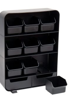 11-Drawer Tea Bag Organizer, Removable Drawers, 10.25″L x 3.25″W x 13.75″H, Black