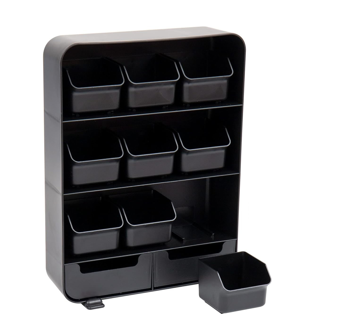 11-Drawer Tea Bag Organizer, Removable Drawers, 10.25"L x 3.25"W x 13.75"H, Black