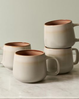 Large Ceramic Coffee Mugs Set of 4, 240 ml Stoneware Cups with Handle for Latte, Tea, Cappuccino, Cocoa – Microwave & Dishwasher Safe