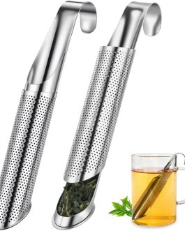 Tea Strainer, 2-Pack Stainless Steel Herb Infuser for Loose Tea, Herbs, or Spice – Fits Single Cup Brewers & Mugs