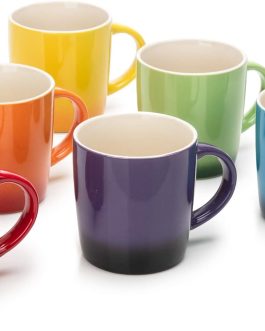 Multi-Coloured Stoneware Mugs Set – 6-Piece, 11 oz / 312ml
