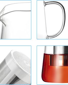 Round Glass Teapot with Infuser, 450ml, Stovetop Safe Borosilicate