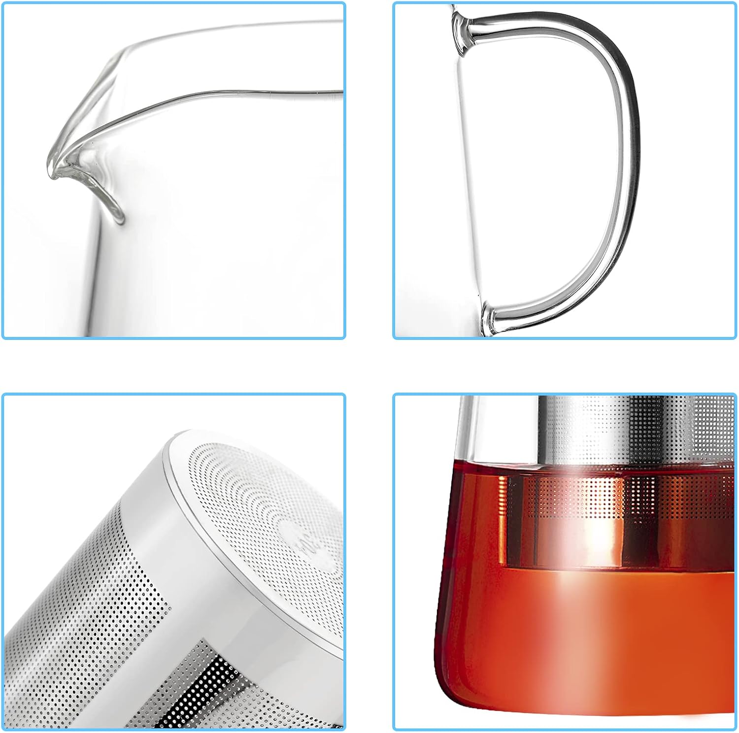 Round Glass Teapot with Infuser, 450ml, Stovetop Safe Borosilicate - Image 2