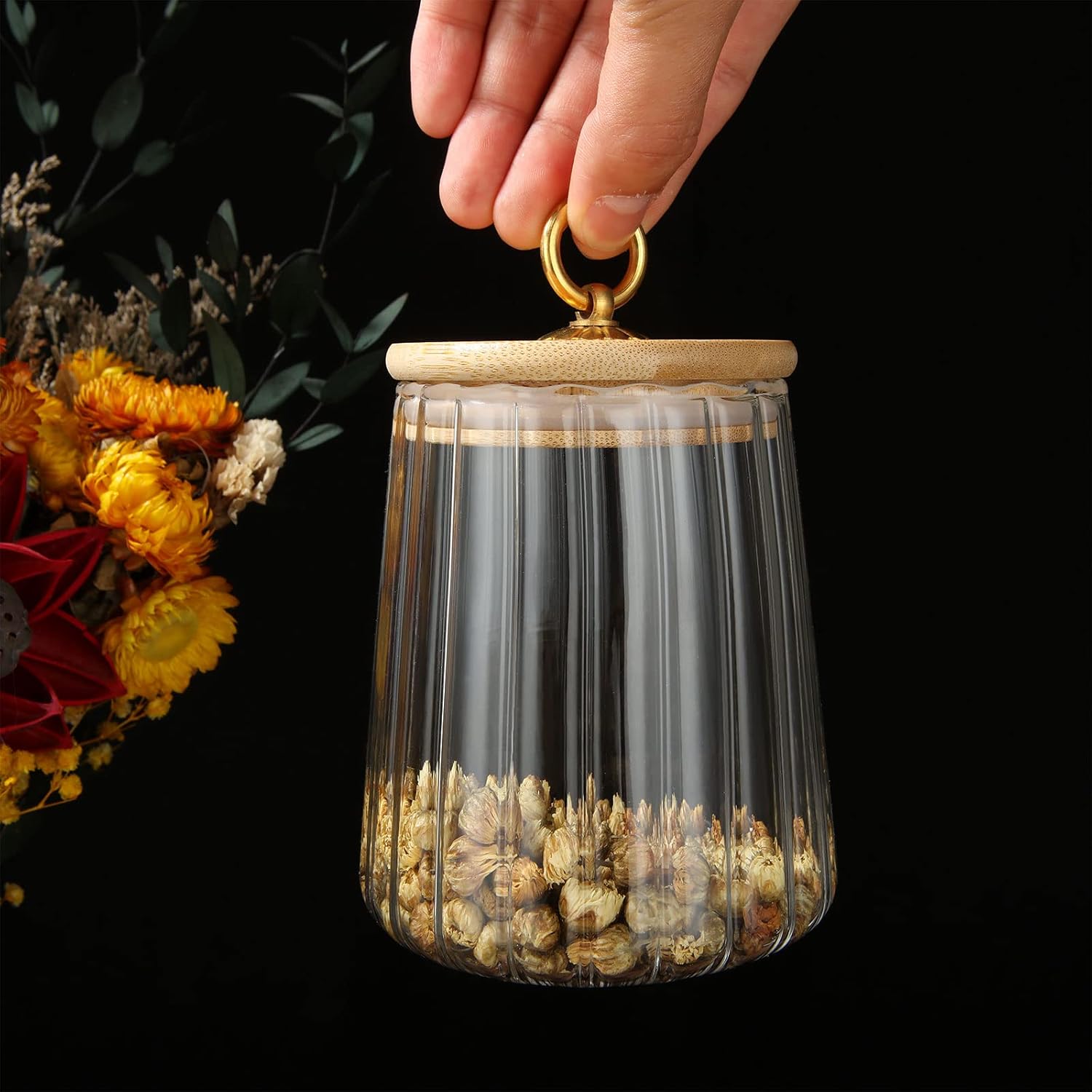 3-Pack 630ml Clear Glass Storage Jars with Bamboo Lid, Airtight Canisters for Tea, Coffee, Sugar, Cookies - Image 4