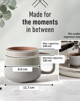 Large Ceramic Coffee Mugs Set of 4, 240 ml Stoneware Cups with Handle for Latte, Tea, Cappuccino, Cocoa – Microwave & Dishwasher Safe