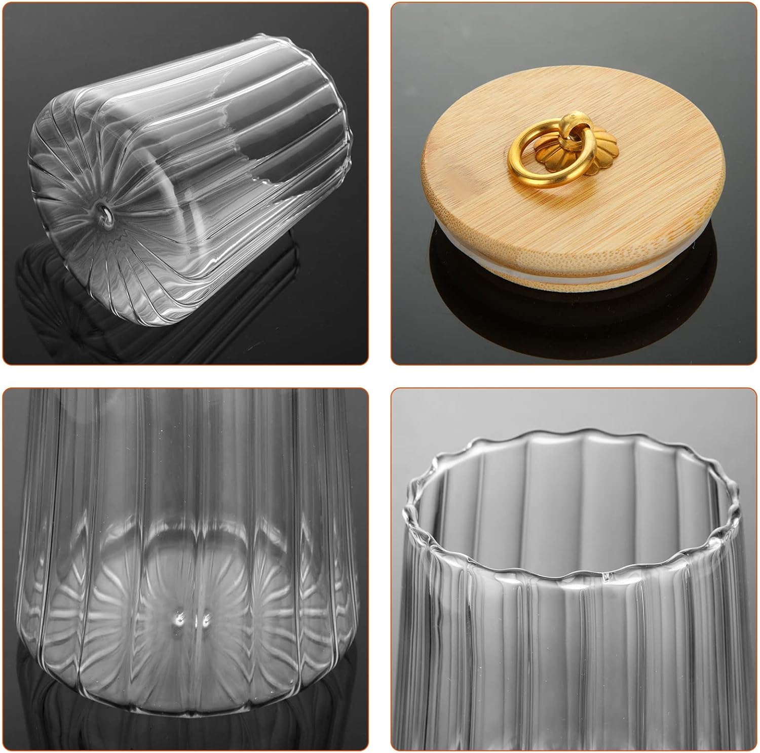 3-Pack 630ml Clear Glass Storage Jars with Bamboo Lid, Airtight Canisters for Tea, Coffee, Sugar, Cookies - Image 3