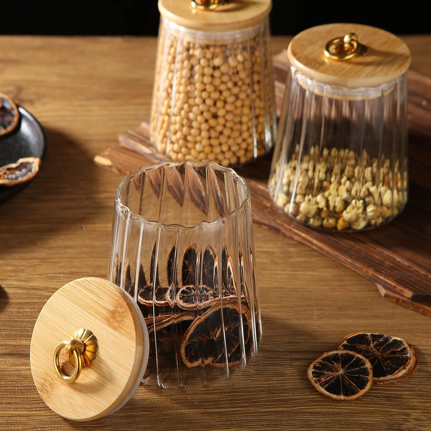 3-Pack 630ml Clear Glass Storage Jars with Bamboo Lid, Airtight Canisters for Tea, Coffee, Sugar, Cookies - Image 5